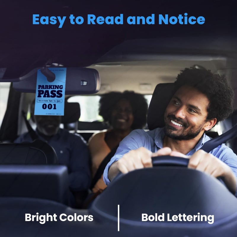MESS Parking Permit Hang Tag, 001-500 Numbered, 3x5 Blue, Temporary Car Tags for Rear View Mirror or Windshield, Parking Pass Hangtags - Image 3